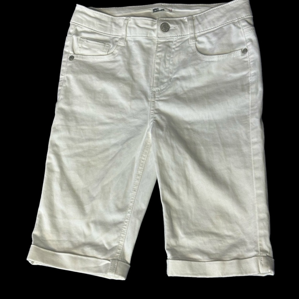 Epic Threads/Macy’s Girl's Cloud White Cropped Denim Bike Shorts Size 14